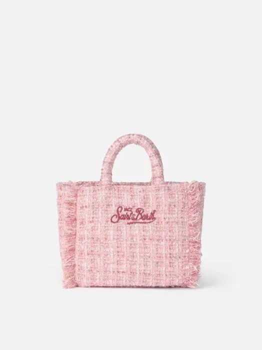 MC2 Saint Barth Mini Vanity Wooly Handbag with Tweed Pattern | Pink