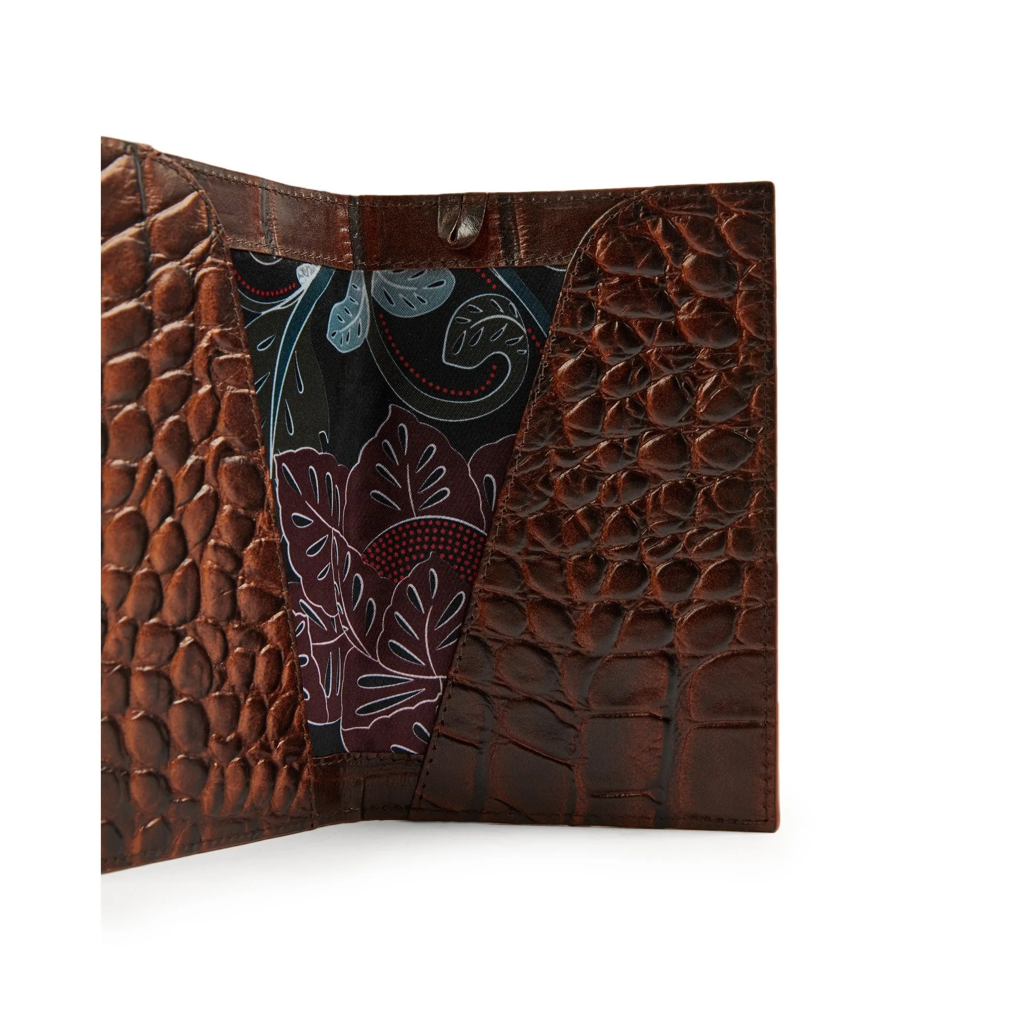 Men Doorbel-Croc Emboss Passport Holder - Brown-Choc