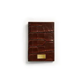 Men Doorbel-Croc Emboss Passport Holder - Brown-Choc