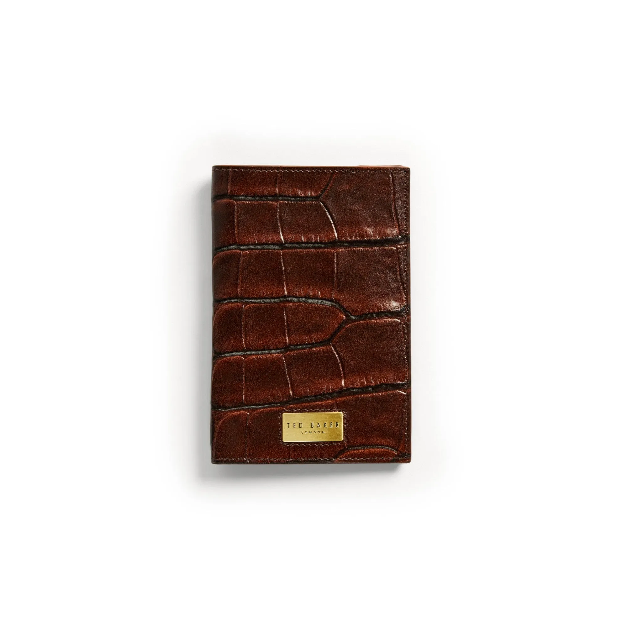 Men Doorbel-Croc Emboss Passport Holder - Brown-Choc