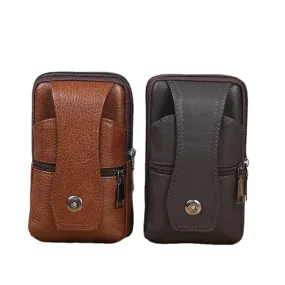 Men Genuine Leather Business Multi-carry 6.3 Inch Phone Bag Waist