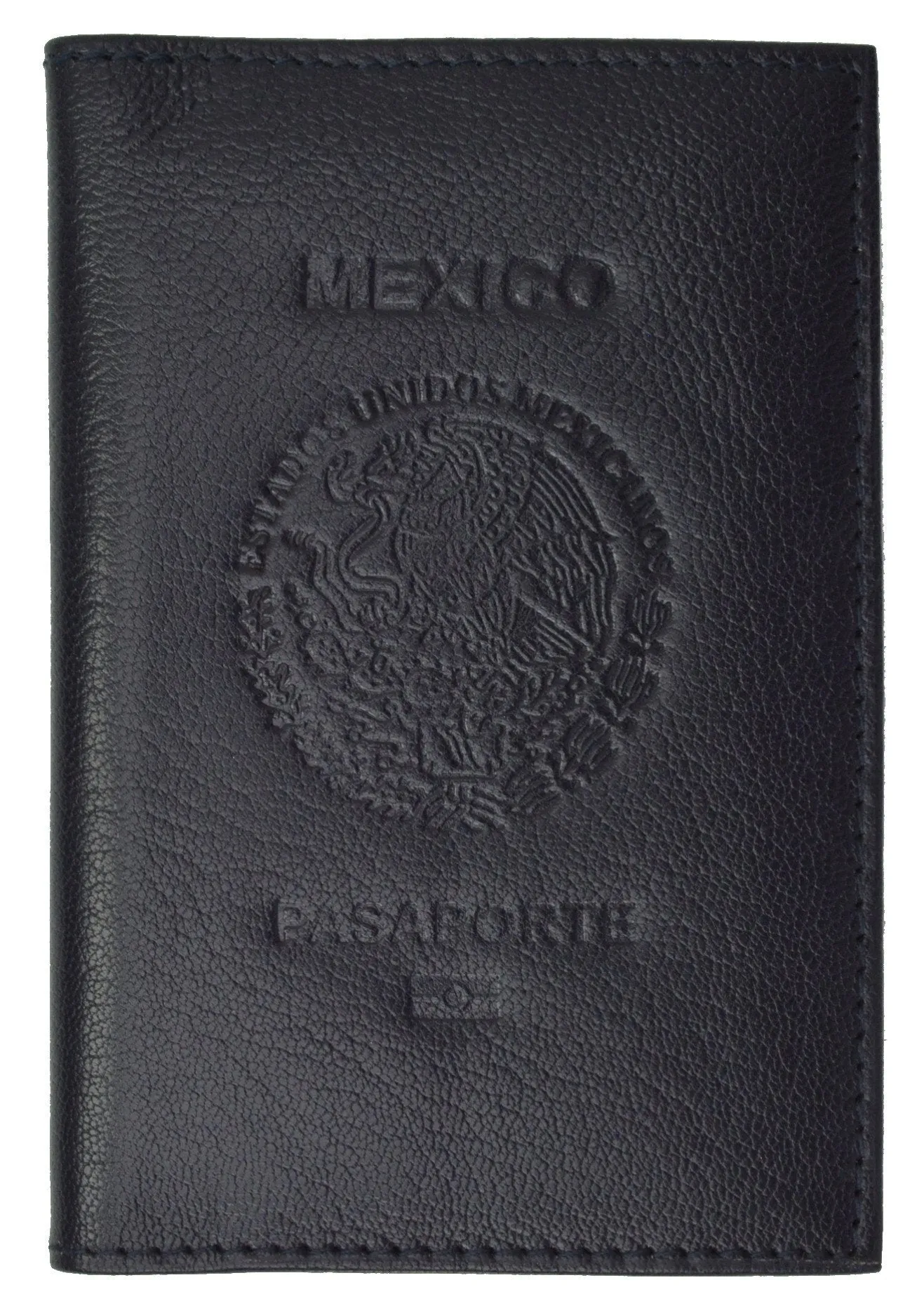 Mexican Passport Cover Genuine Leather Travel Wallet with Credit Card Slots Emblem Embossed Pasaporte 601 BLIND Mexico