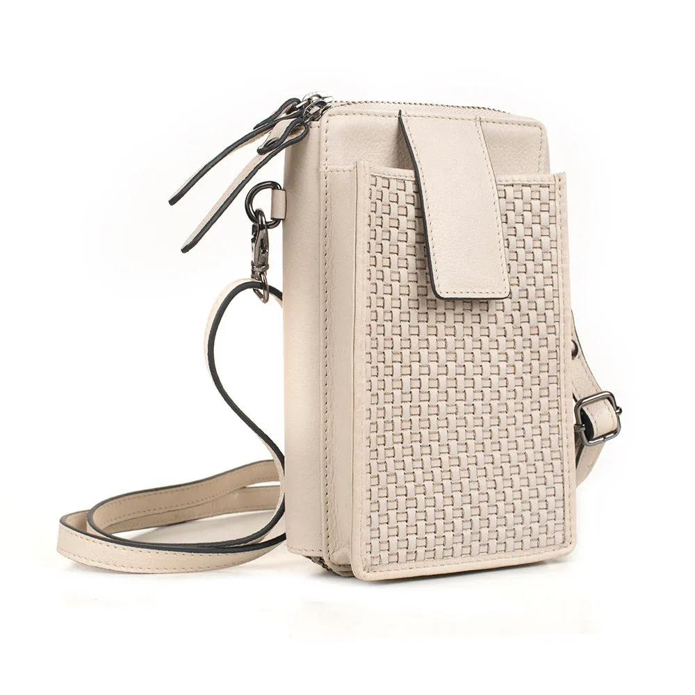 Milo Ella Woven Leather Crossbody Wallet in Navy