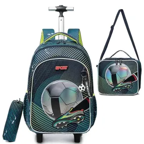 (NET) Football School Bag With Wheels Set Of 3 Pcs