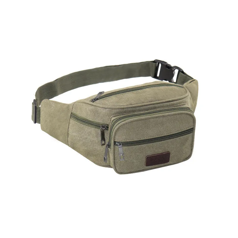 New canvas cashier business waist bag men's money collection mobile phone waist bag multi-layer collection large capacity bag