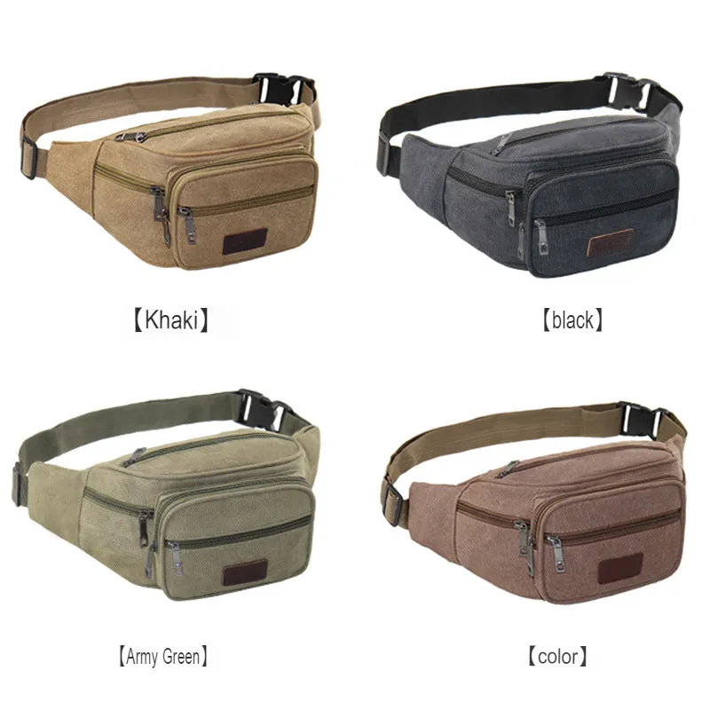 New canvas cashier business waist bag men's money collection mobile phone waist bag multi-layer collection large capacity bag