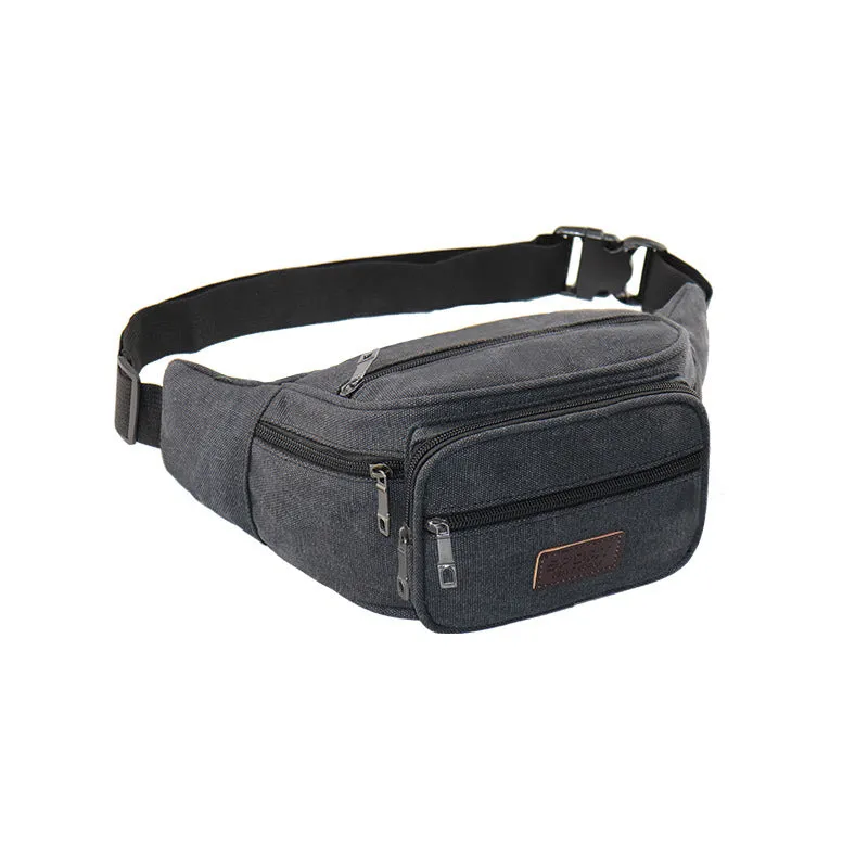 New canvas cashier business waist bag men's money collection mobile phone waist bag multi-layer collection large capacity bag