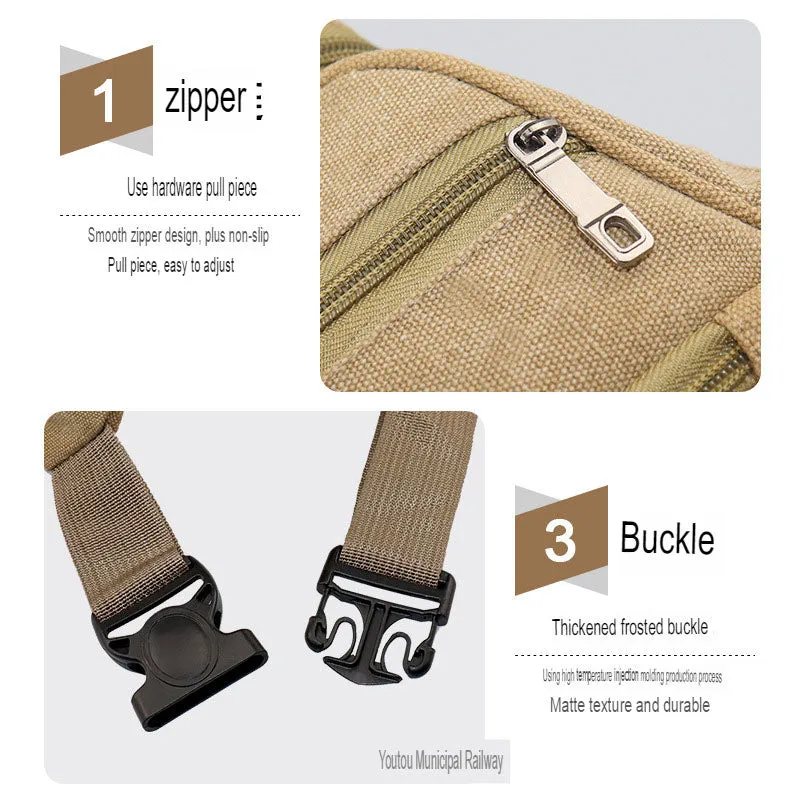 New canvas cashier business waist bag men's money collection mobile phone waist bag multi-layer collection large capacity bag