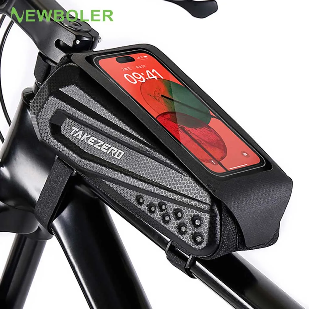 NEWBOLER Bicycle Bag Waterproof Touch Screen Cycling Bag Top Front Tube Frame MTB Road Bike Bag 7.2 Phone Case Bike Accessories