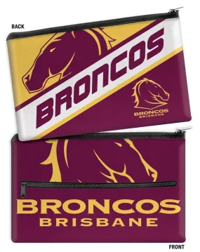 NRL Large Pencil Case - Brisbane Broncos - Neoprene - 33cm x 21cm