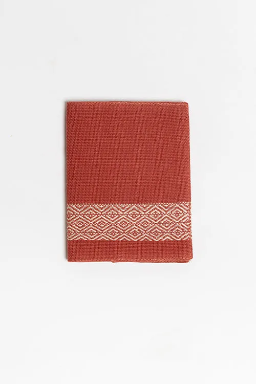 One 'O' Eight Knots Leher Hand-Woven Passport Holder - Brick Red