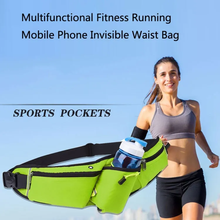 Outdoor Sports Water Bottle Waist Bag Multifunctional Fitness Running Mobile Phone Invisible Waist Bag(Rose Red)