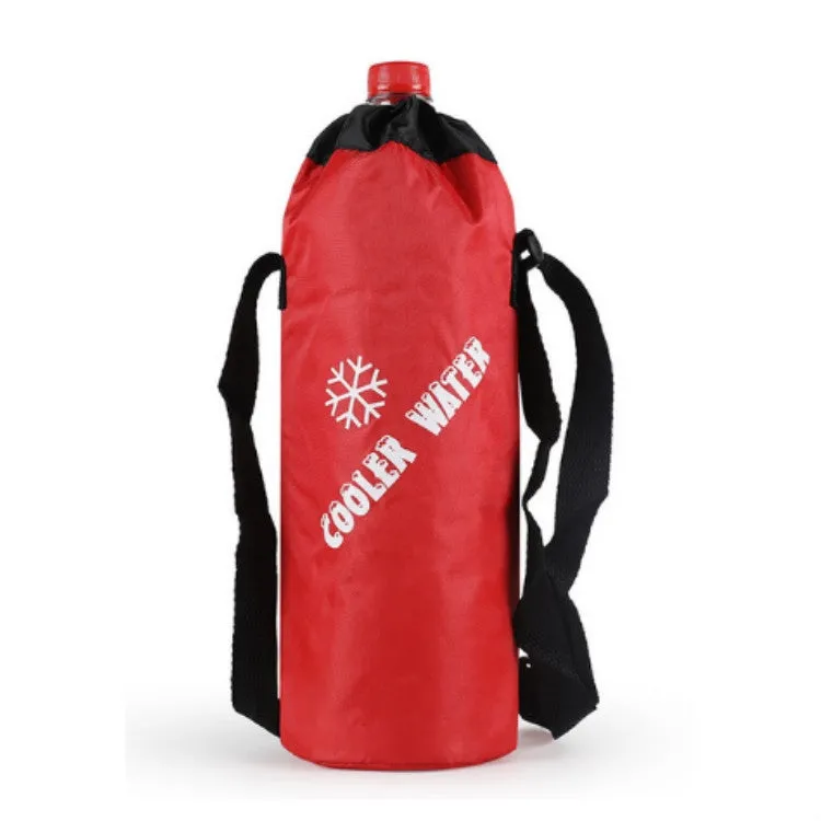 Oxford Cloth Cylindrical Ice Pack Portable Folding Drink Ice Pack Lunch Bag, Style:Drawstring / Red