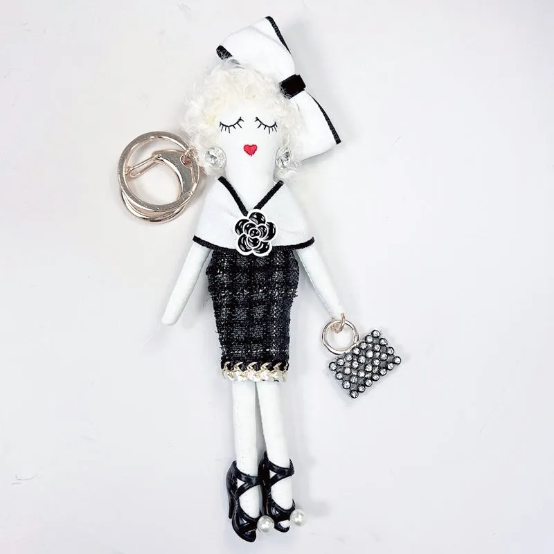 Parisian Doll Keyring Bag Charm - Coco Black