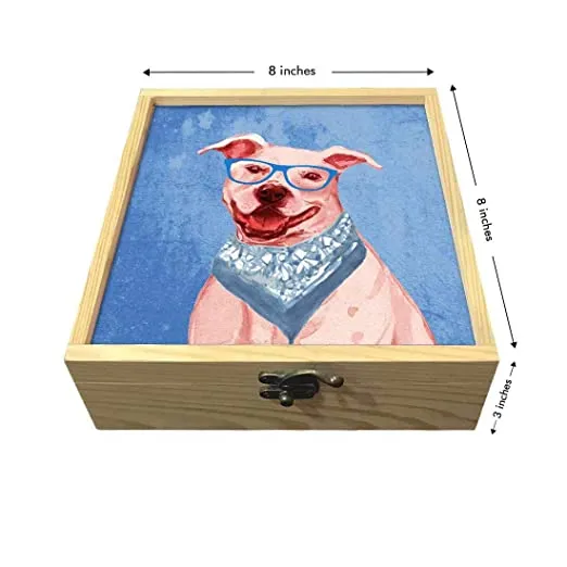 Passport Cover Luggage Tag Wooden Gift Box Set - Hipster Dog