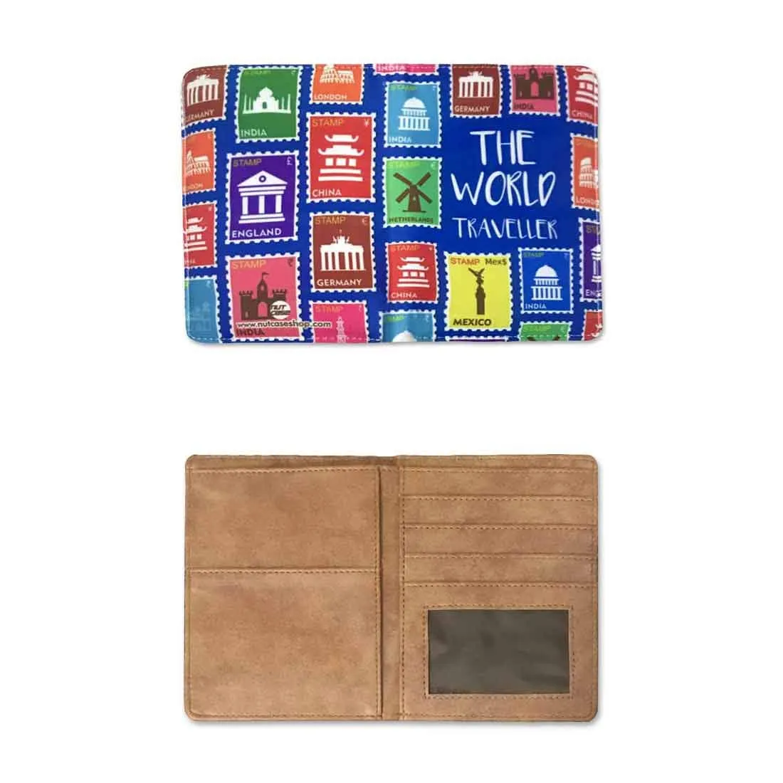 Passport Cover Travel Wallet Organizer  - World Stamps