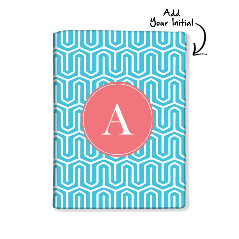 Personalised Passport Cover and Baggage Tag Combo - Blue Pattern Lines