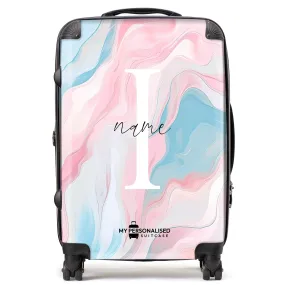 Personalised Pink & Blue Marble Suitcase