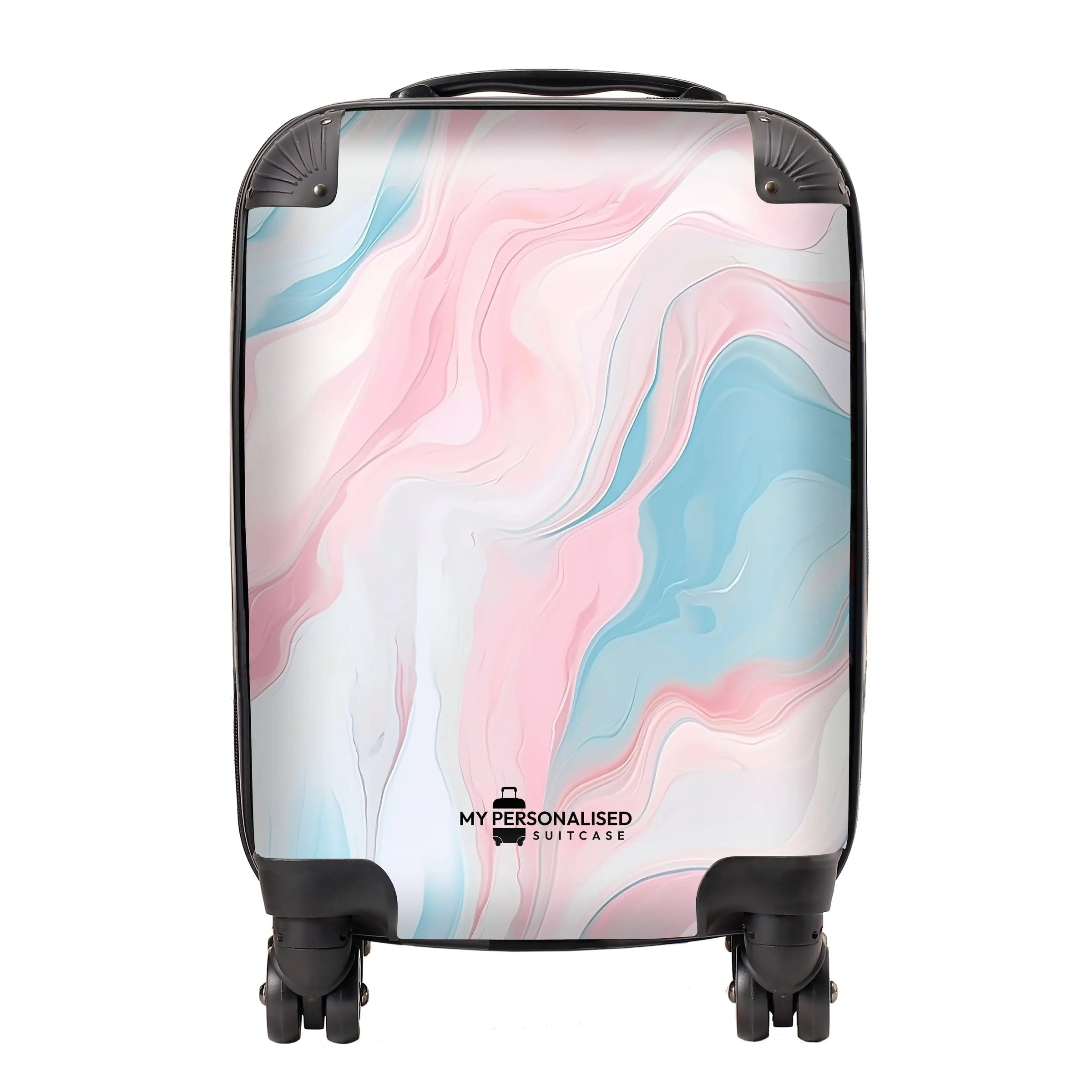 Personalised Pink & Blue Marble Suitcase