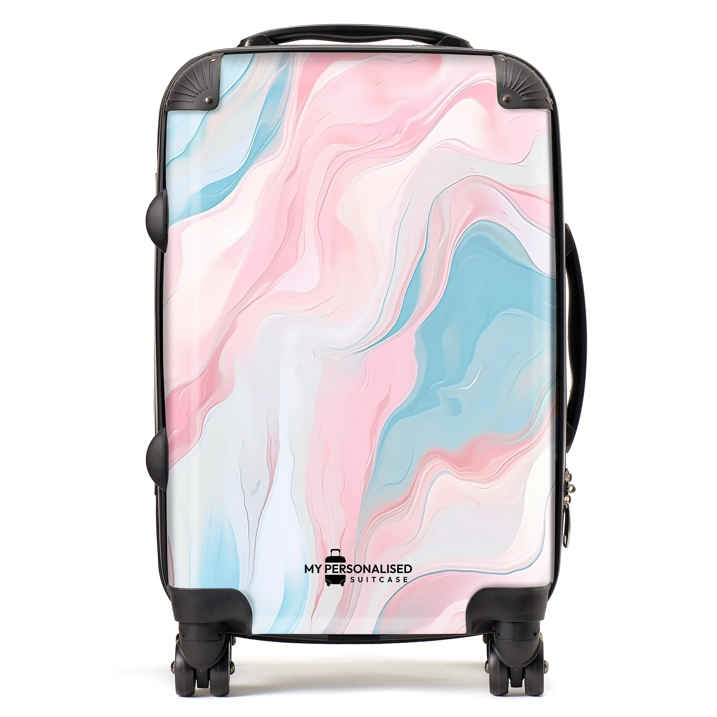 Personalised Pink & Blue Marble Suitcase