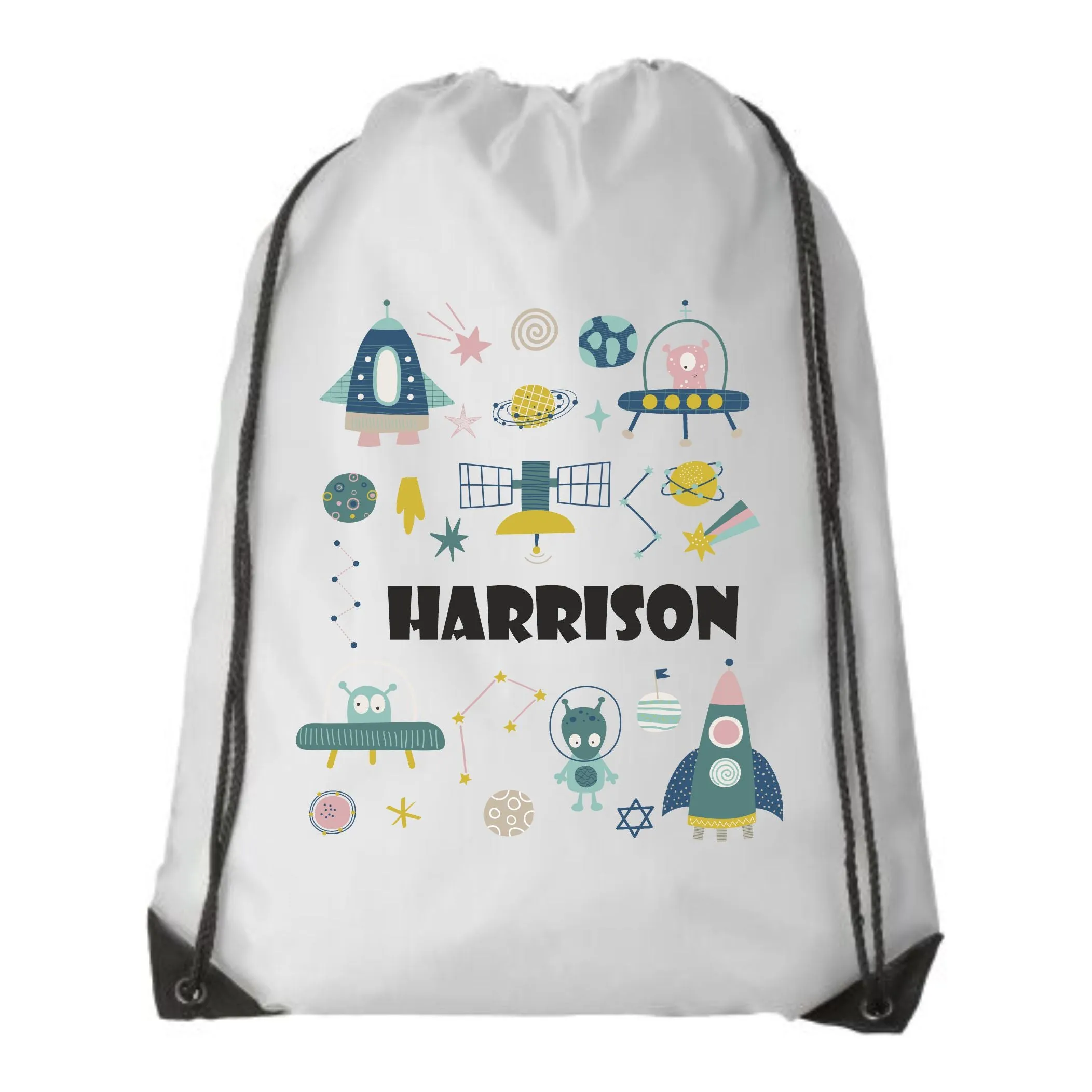 Personalised Space Pencil Case, Make up Bag, School Kids Linen - I Love Robots - Universe