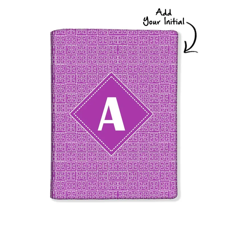 Personalized Passport Cover With Name Suitcase Tag- Purple Pattern