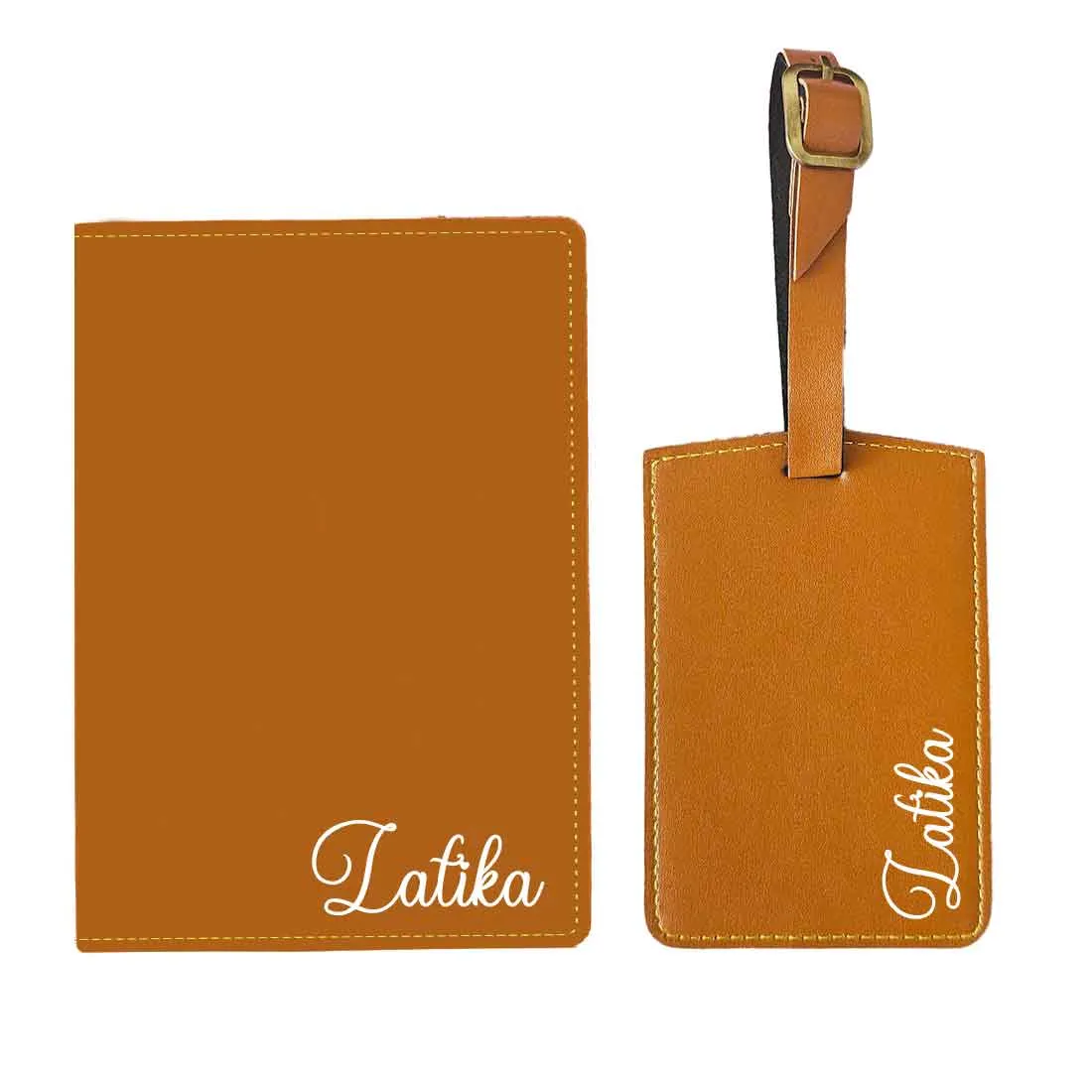 Personalized Passport Holder with Name PU Leather Passport Cover and Luggage Tag Set - ADD NAME