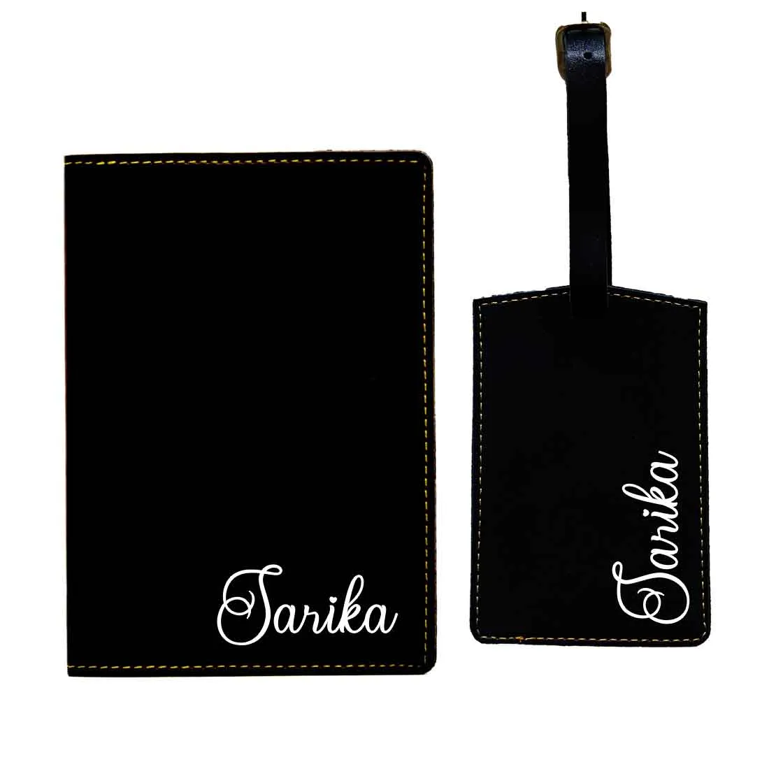 Personalized Passport Holder with Name PU Leather Passport Cover and Luggage Tag Set - ADD NAME