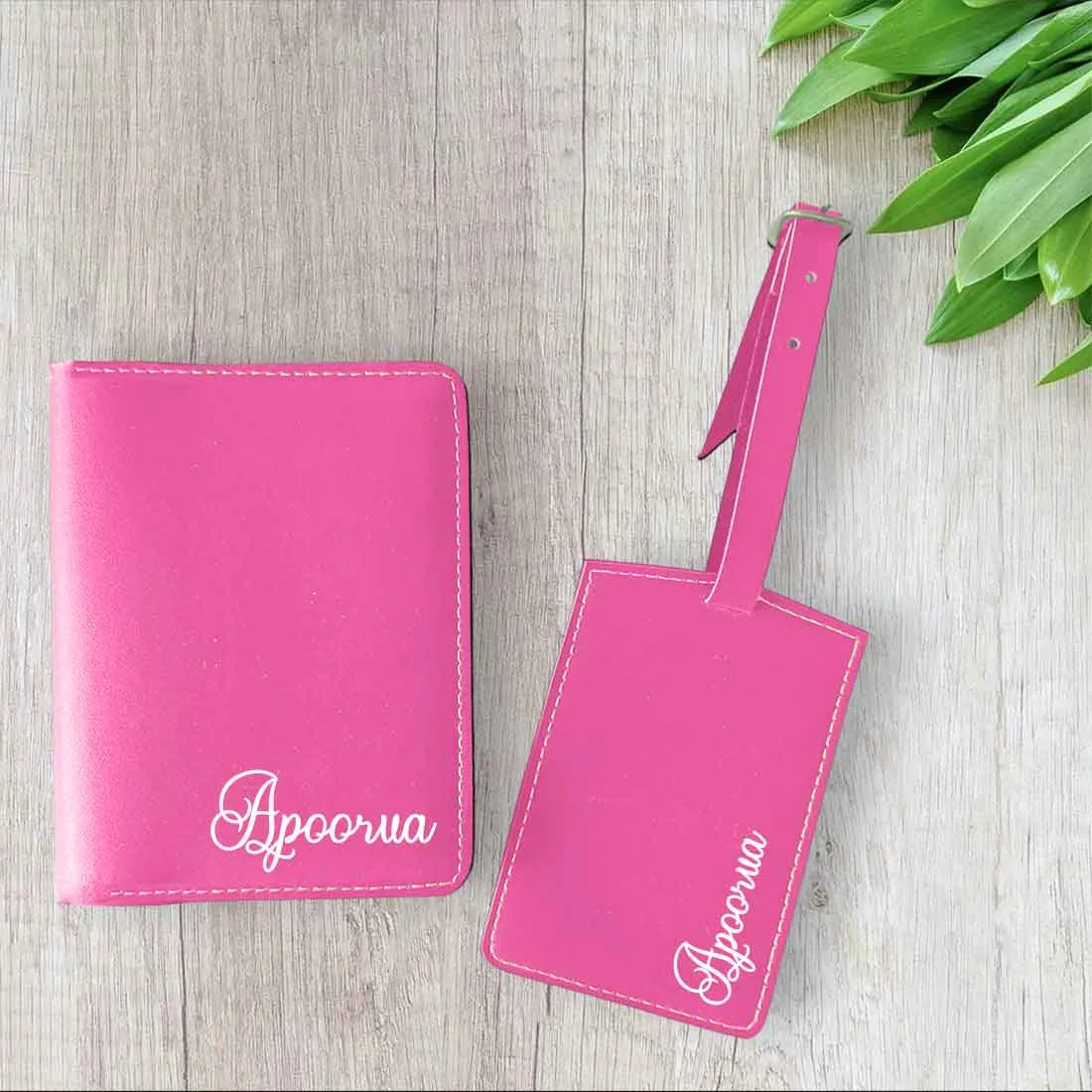 Personalized Passport Holder with Name PU Leather Passport Cover and Luggage Tag Set - ADD NAME