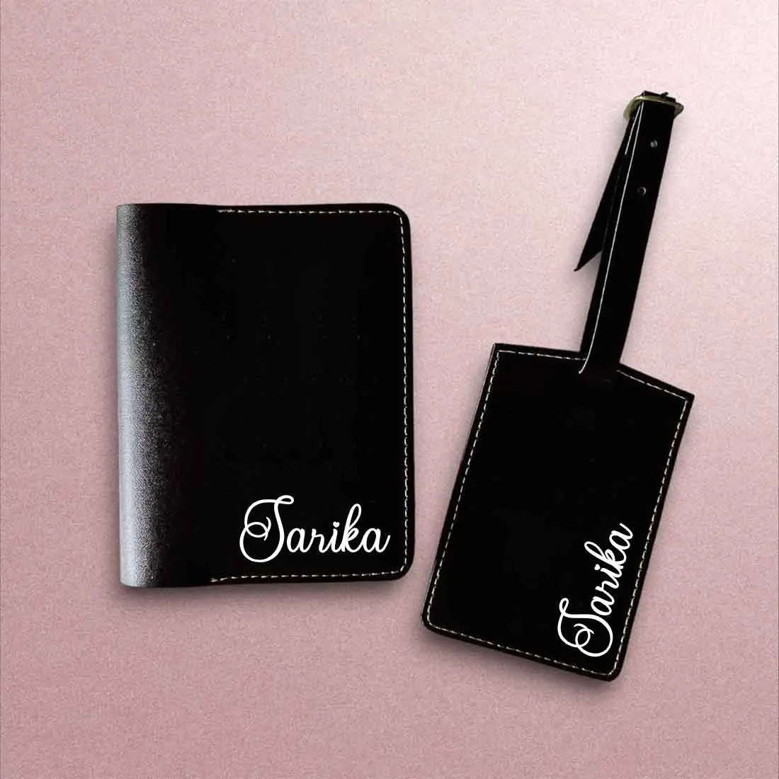 Personalized Passport Holder with Name PU Leather Passport Cover and Luggage Tag Set - ADD NAME