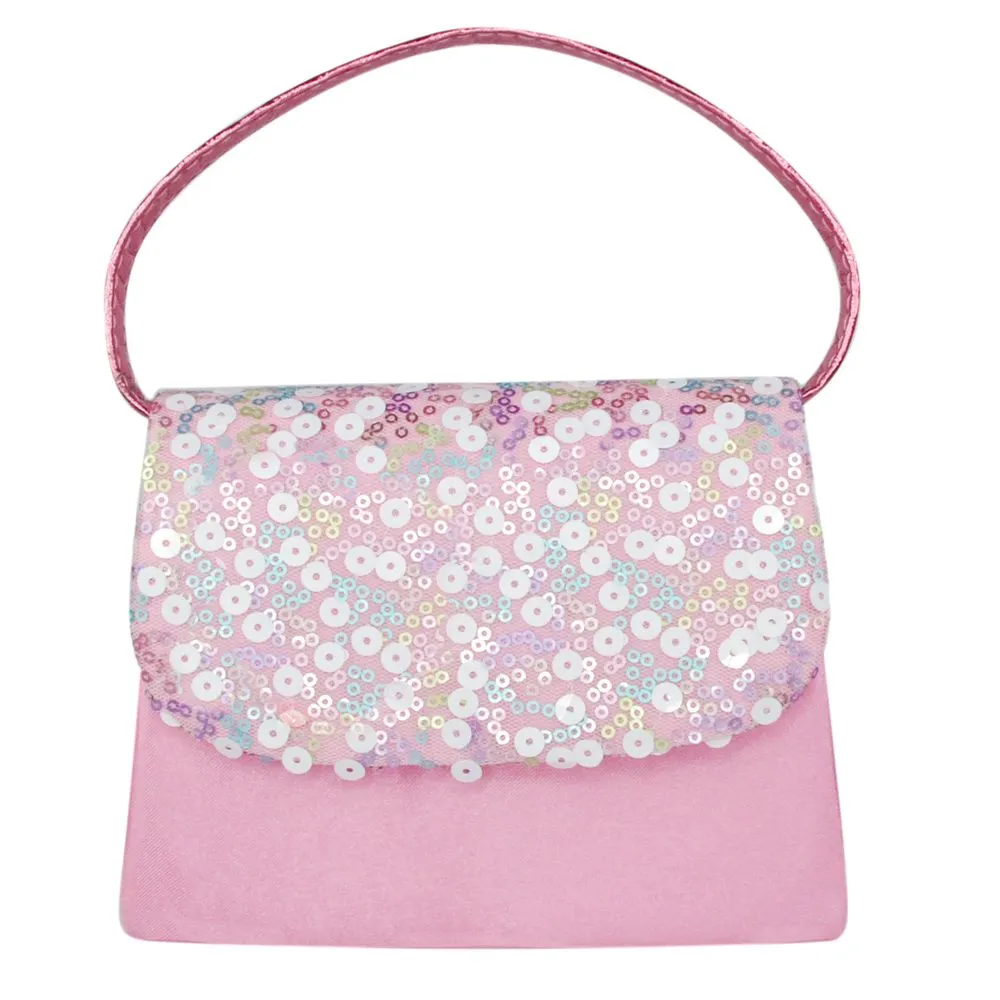 Pink Poppy Bloom Fairy Sequin Hard Handbag Pale Pink