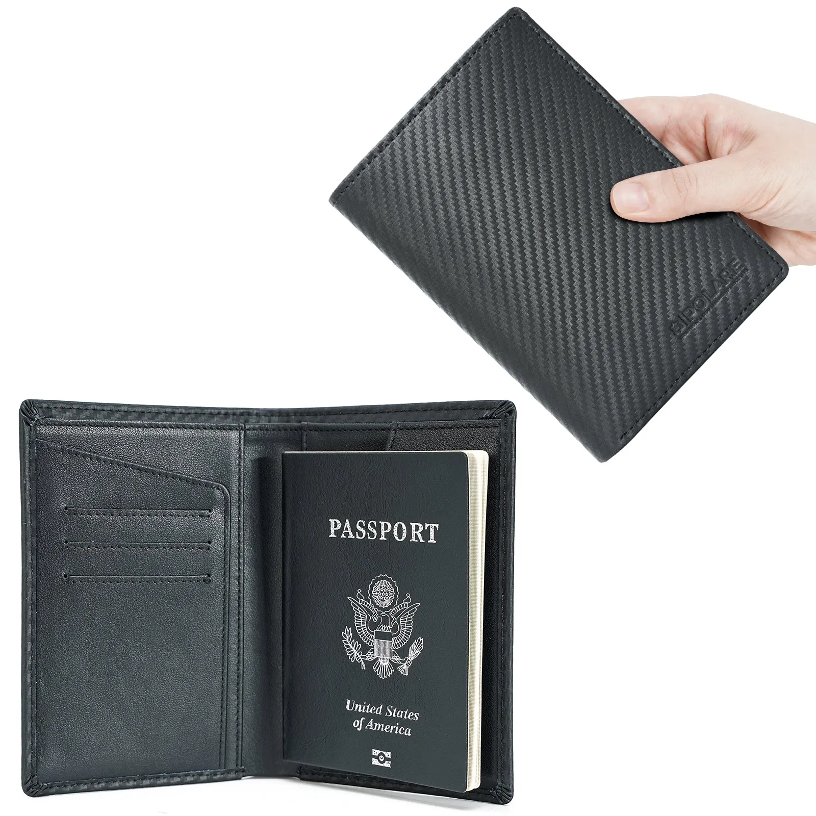 Polare Functional RFID Blocking Leather Passport Holder Travel Bifold Wallet For Men