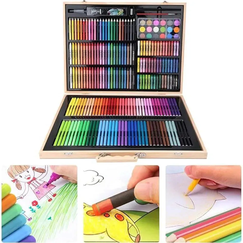 Professional Wooden Color Set Art Suitcase (251 Pcs)