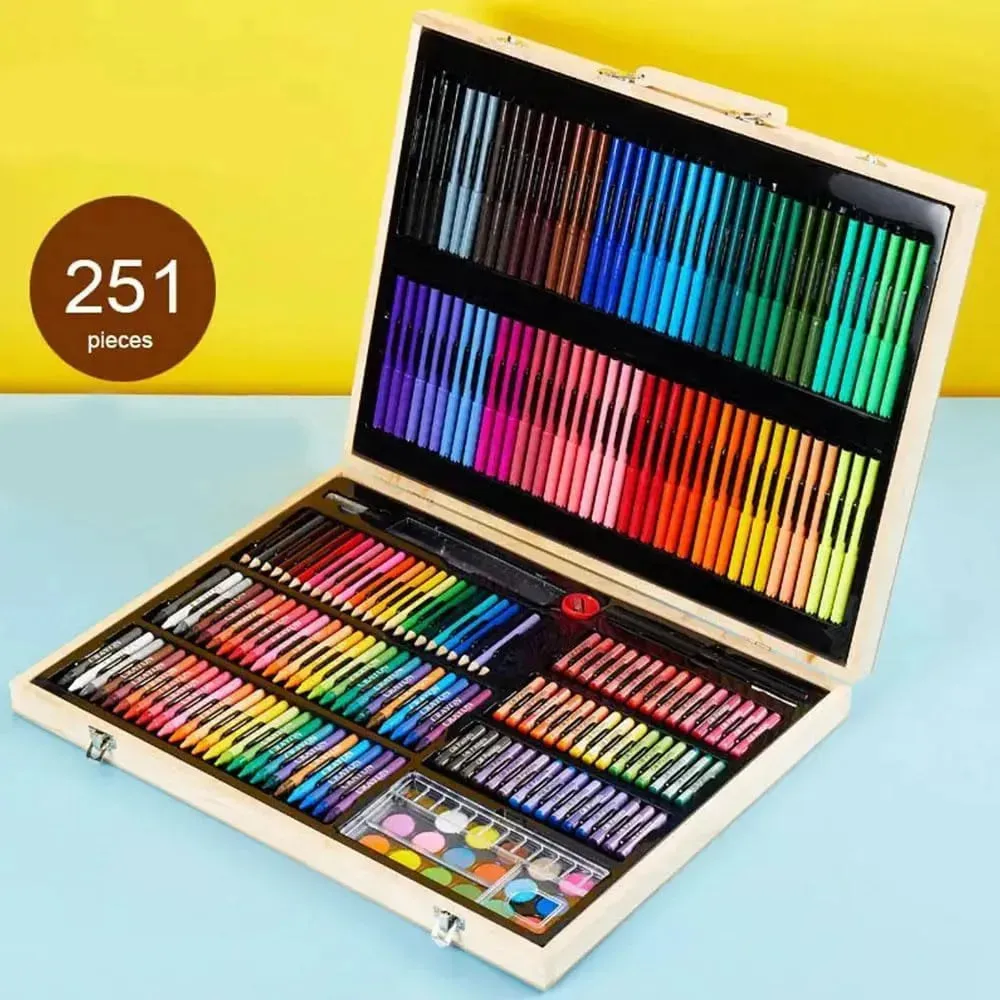 Professional Wooden Color Set Art Suitcase (251 Pcs)