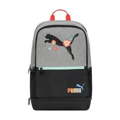 PUMA Kids' Eclipse 18.5" Backpack - Gray/Black/Floral