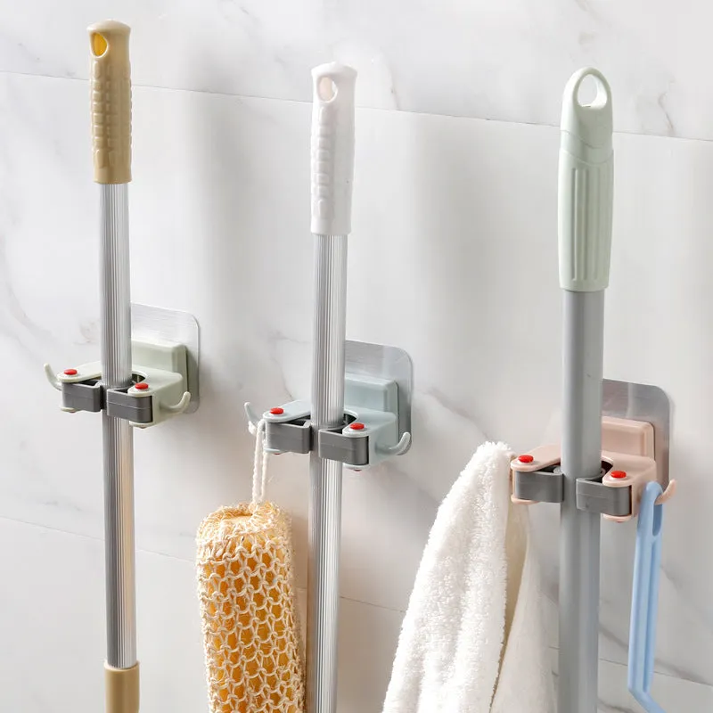 Punch-Free Wall-Mounted Mop Rack