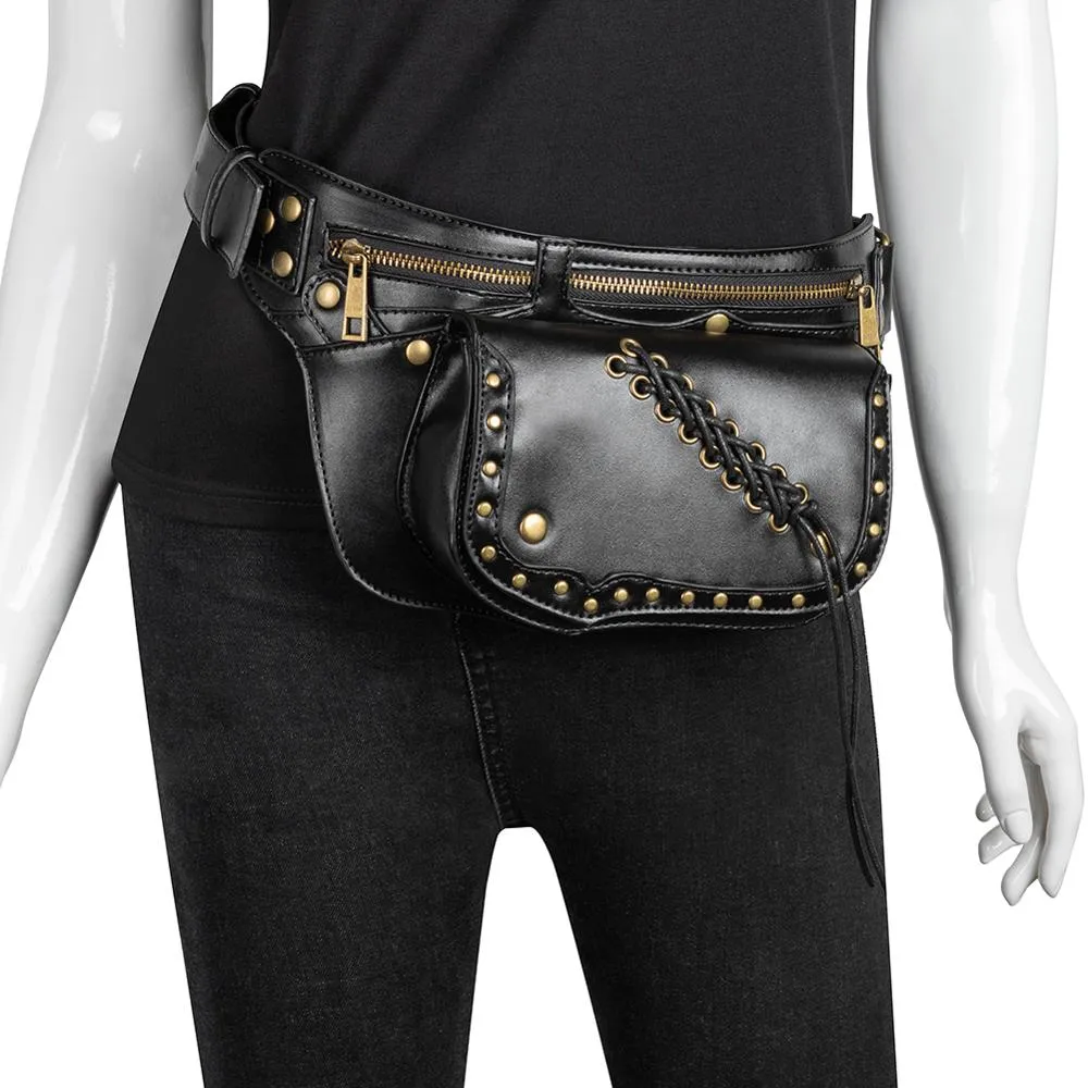 Punk Rock Steampunk Waist Biker Shoulder Crossbody Bag