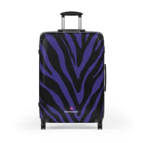 Purple Zebra Striped Print Suitcases, Zebra Striped Animal Print Designer Suitcase Luggage (Small, Medium, Large)