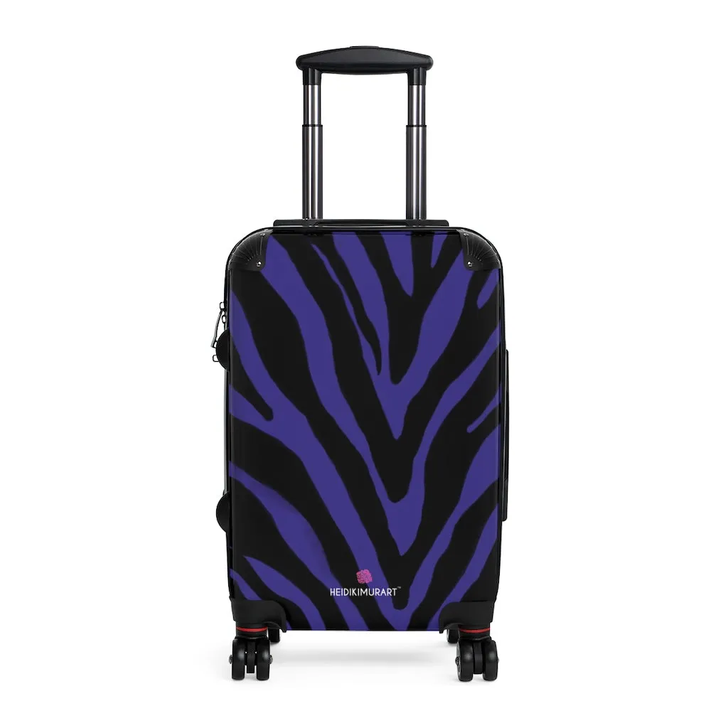 Purple Zebra Striped Print Suitcases, Zebra Striped Animal Print Designer Suitcase Luggage (Small, Medium, Large)