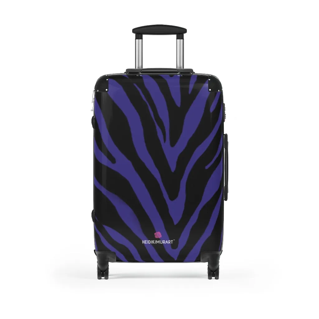 Purple Zebra Striped Print Suitcases, Zebra Striped Animal Print Designer Suitcase Luggage (Small, Medium, Large)