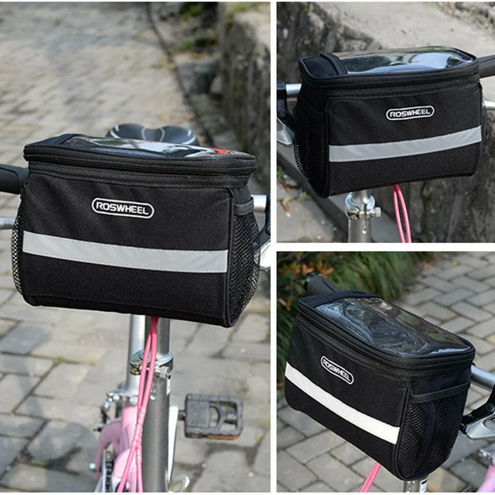 Reflective Bicycle Handlebar Basket Insulated Cooler Bag Outdoor Cycling Mountain Bike Front Tube Bag Pack