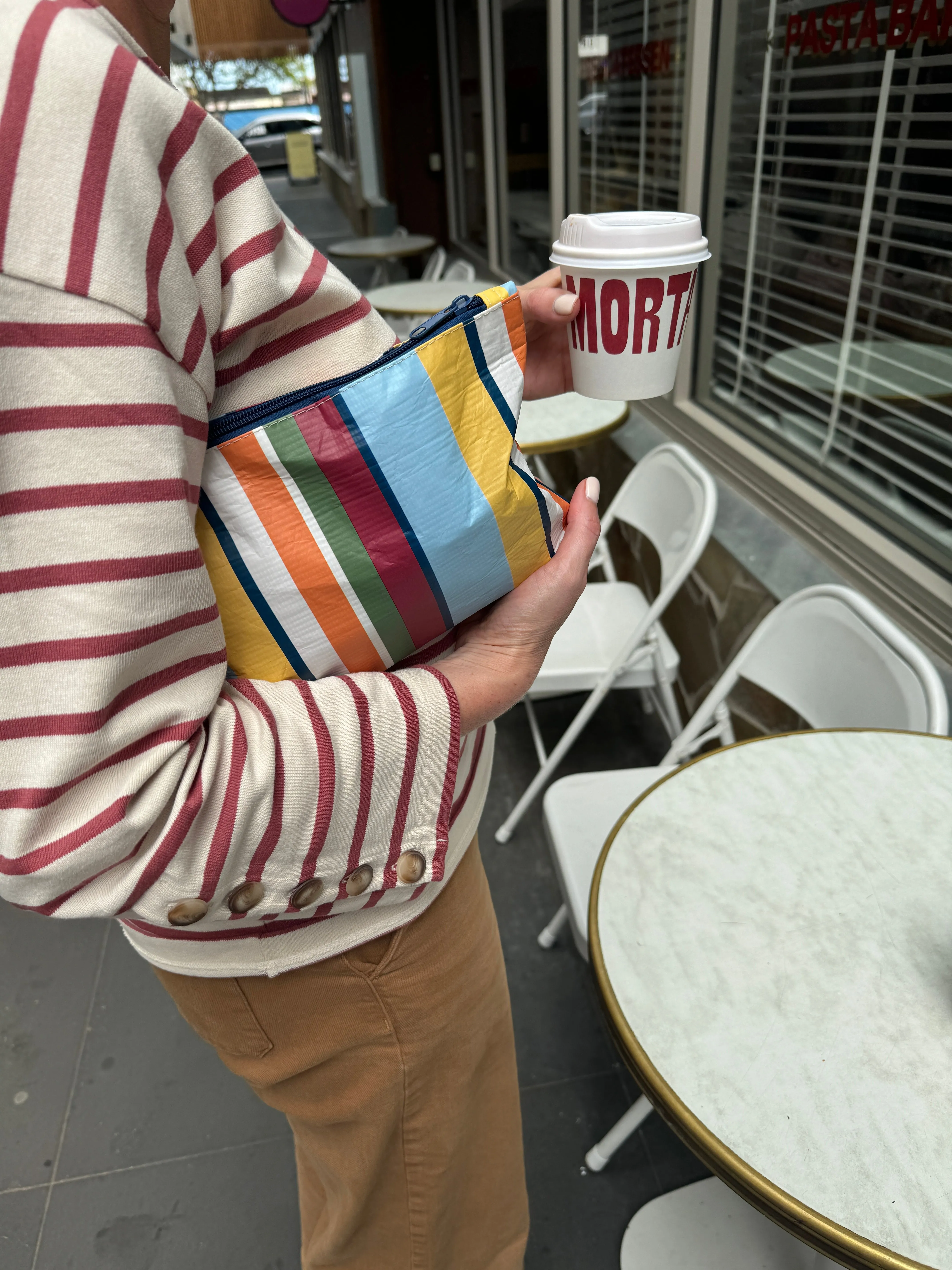 Retro Stripe Mini Zip Pouch