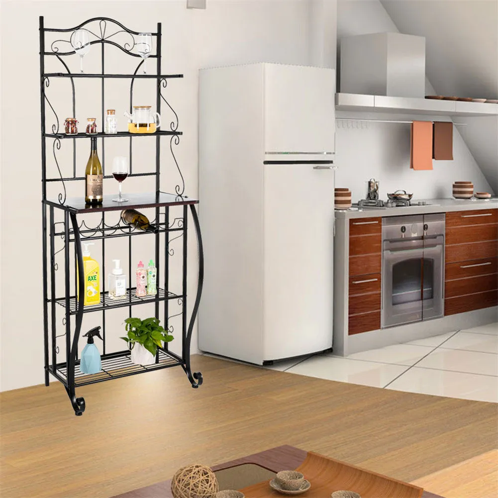 RONSHIN 5-tier Metal Kitchen Rack Storage Holder Organizer Black