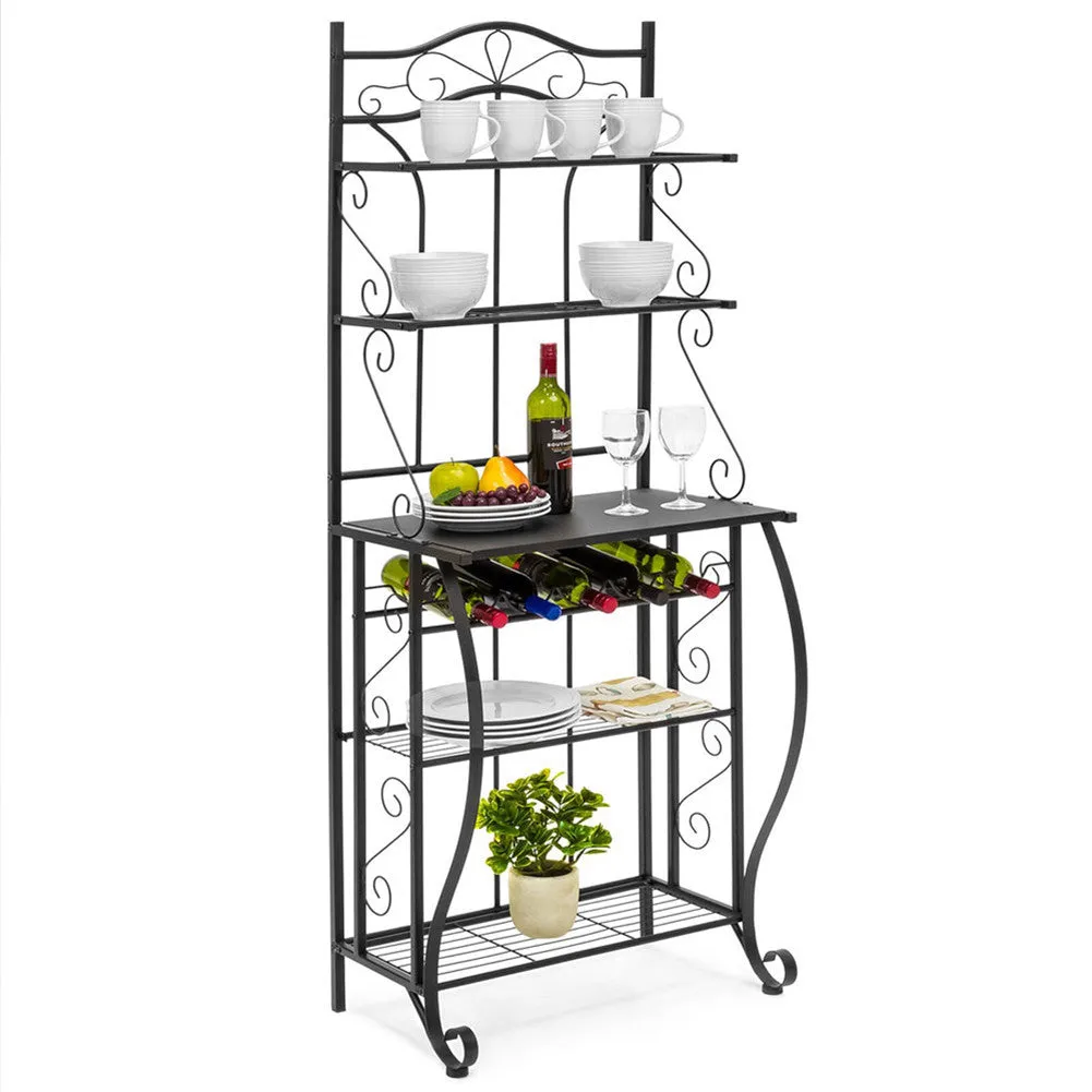 RONSHIN 5-tier Metal Kitchen Rack Storage Holder Organizer Black