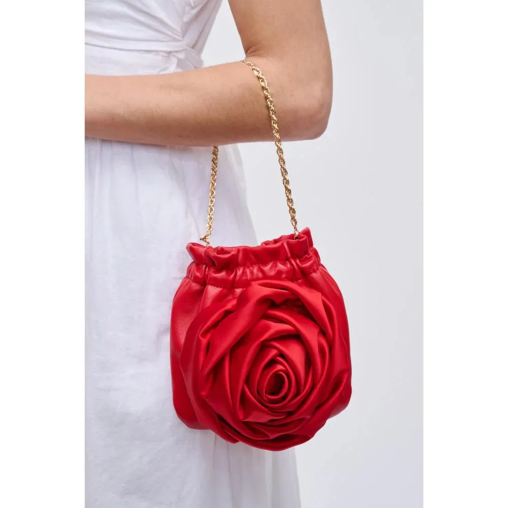 Rosette Faux Leather Crossbody Handbag