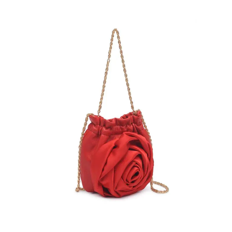 Rosette Faux Leather Crossbody Handbag