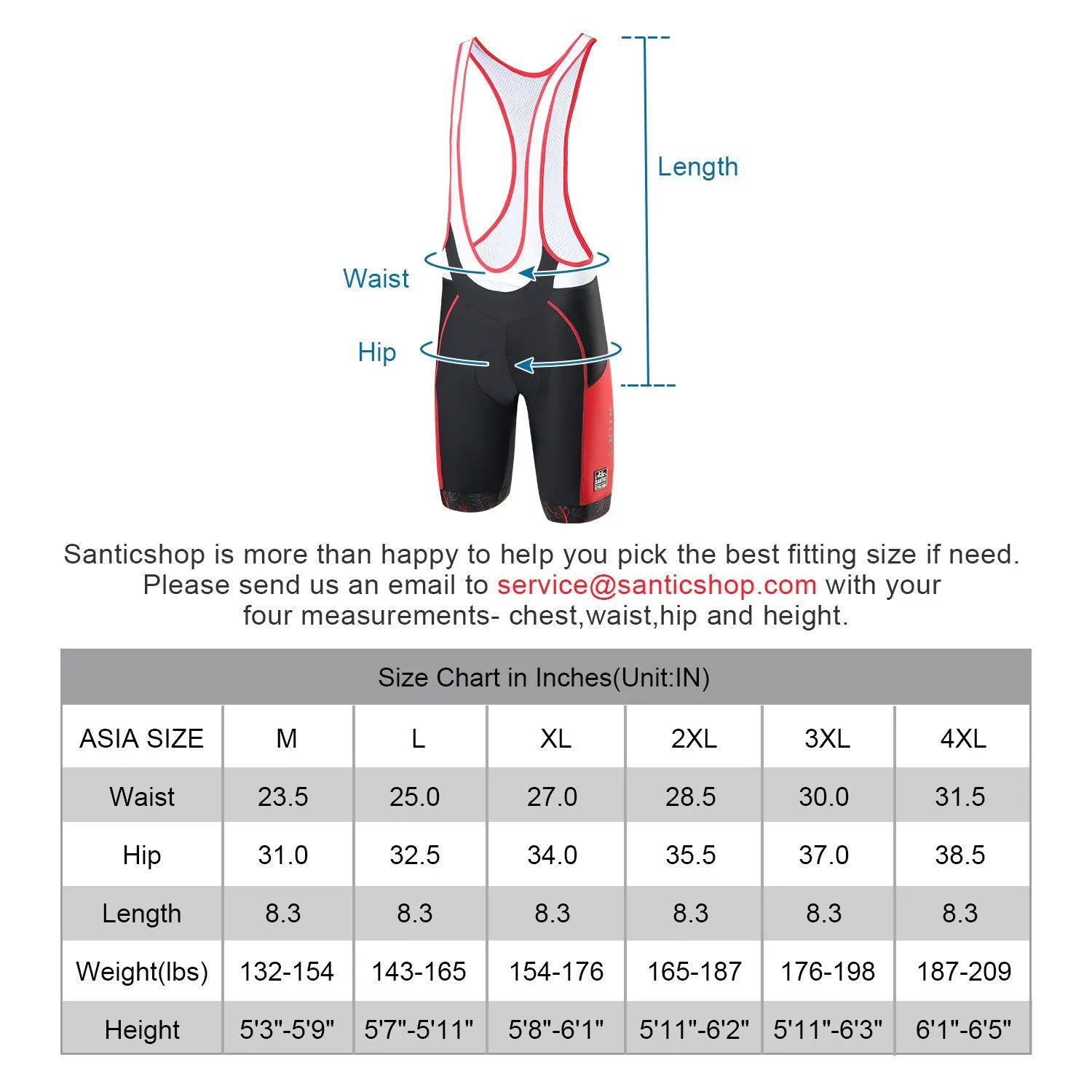 Santic Allock Red Men Padded Cycling Bib Shorts