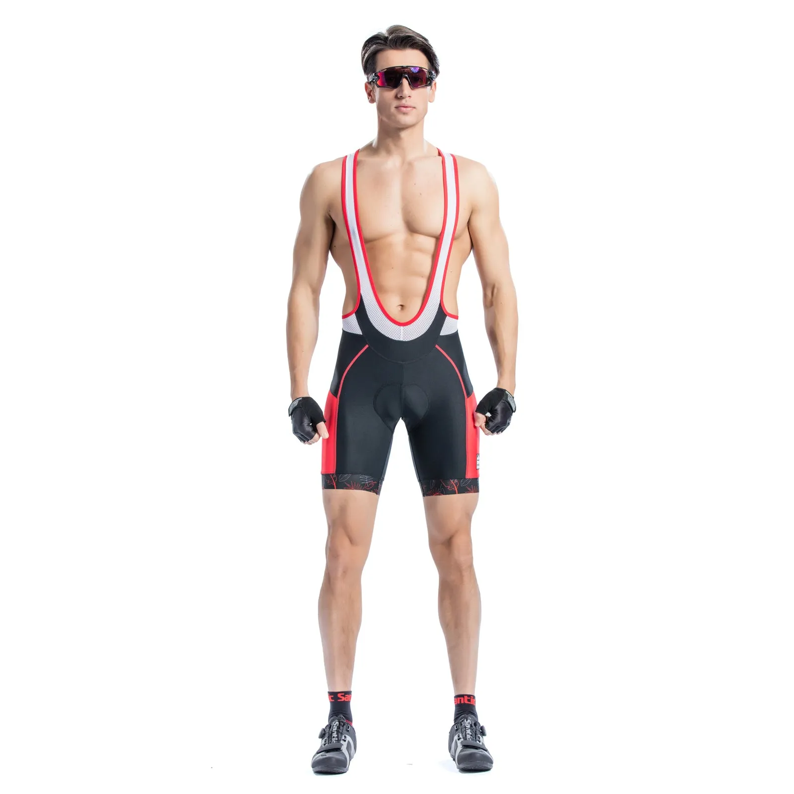 Santic Allock Red Men Padded Cycling Bib Shorts