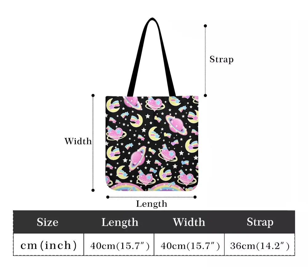 Saturn's Wish Black Canvas Tote Bag