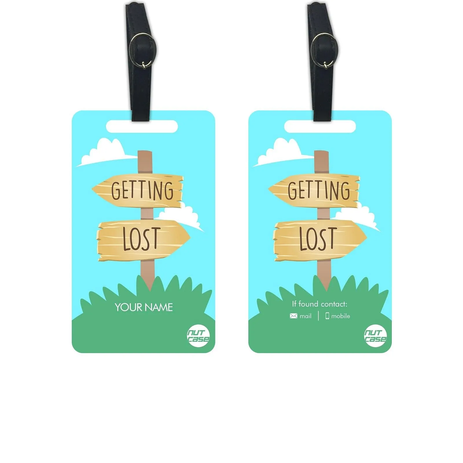 Set of 2 Suitcase Tags Custom With Name - Getting Lost